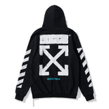 Off White Hoodie With Arrow Print Printed Cardigan Zipper Hooded Coat Plus Size Casual Men'S Clothing Owt