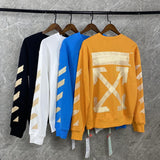 Off White Printed Crew Neck Pullover Sweatshirt Men Owt
