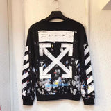 Off White Hoodie With Arrow Print Autumn And Winter Casual Men'S Women'S Pullover Pullover Sweater Owt