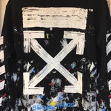 Off White Hoodie With Arrow Print Autumn And Winter Casual Men'S Women'S Pullover Pullover Sweater Owt