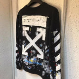 Off White Hoodie With Arrow Print Autumn And Winter Casual Men'S Women'S Pullover Pullover Sweater Owt