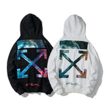 Off White Hoodie With Arrow Print Graffiti Arrow Print Pullover Hooded Ow Sweater Large Size Casual Owt