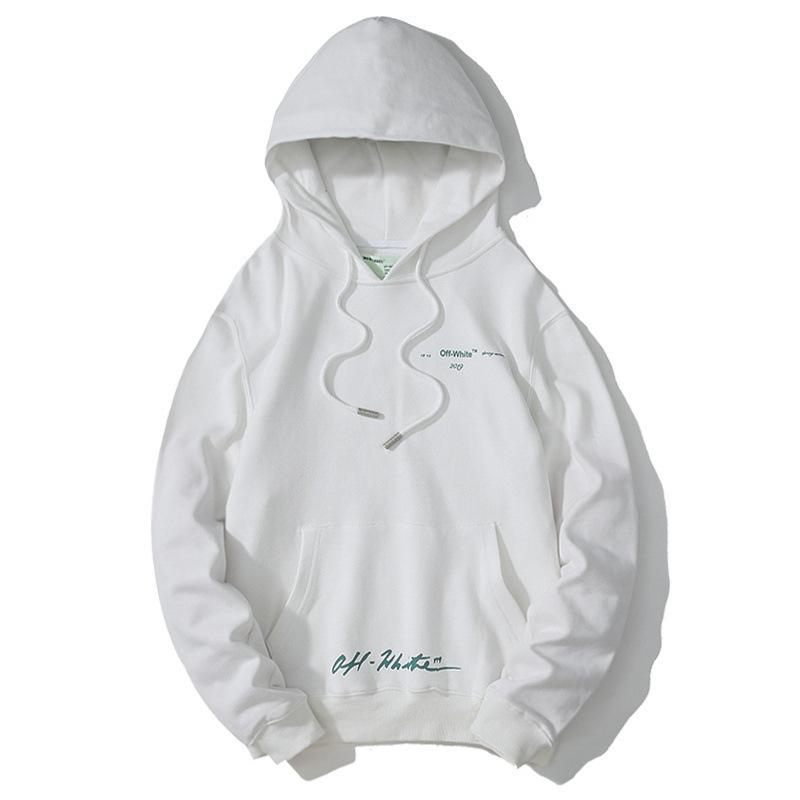 Off White Hoodie With Arrow Print Graffiti Arrow Print Pullover Hooded Ow Sweater Large Size Casual Owt