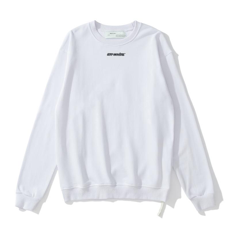 Off White Sweatshirt Blue 3d Bar Arrow Print Ow Round Neck Pullover Long Sleeve Sweater Owt