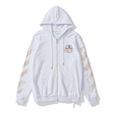 Off White Hoodie With Arrow Print Autumn And Winter Cardigan Zipper Arrow Print Coat Men And Women Casual Able Owt
