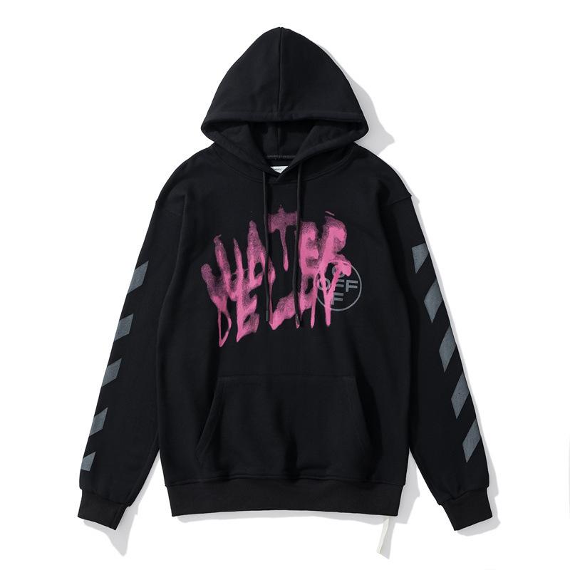 Off White Hoodie With Arrow Print Arrow Men'S And Women'S Autumn And Winter Pullover Hooded Sweater Owt