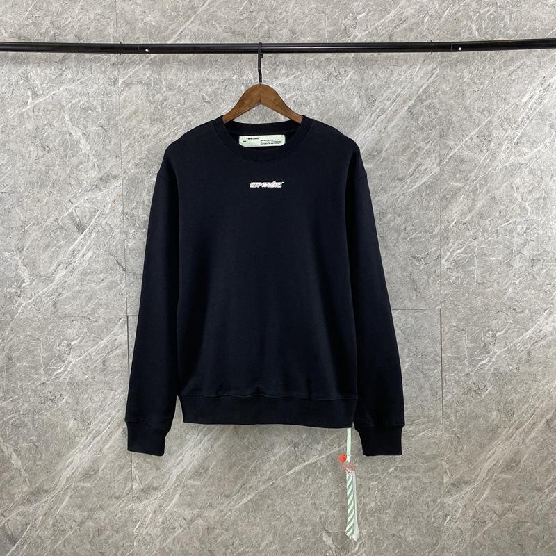Off White Autumn And Winter Men'S Large Size Bar Arrow Print Crew Neck Pullover Sweatshirt Owt