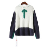 Off White Sweater Men'S Arrow Color Matching Sweater Coat Owt