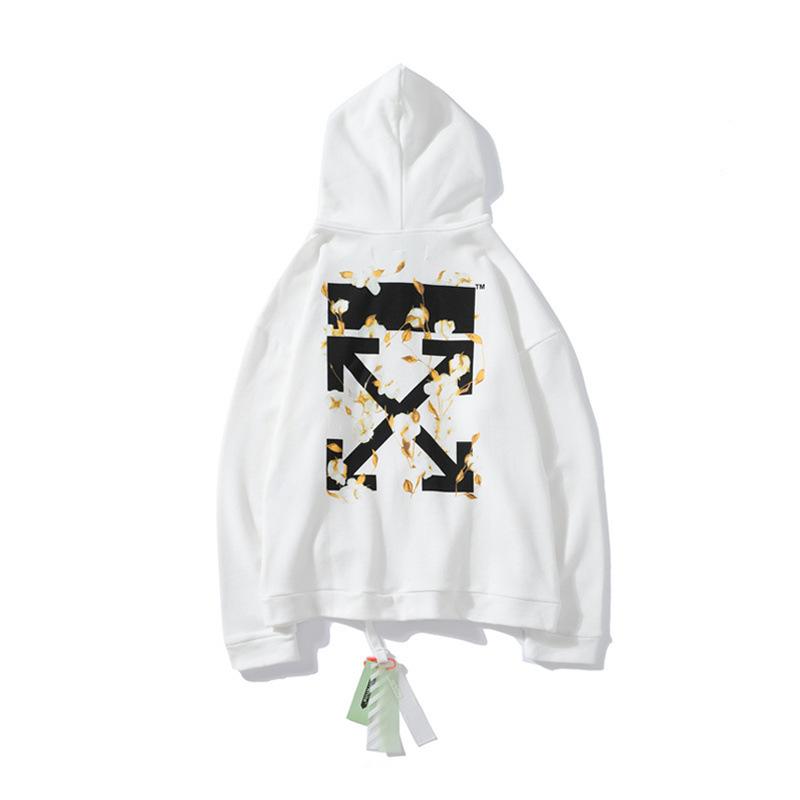 Off White Hoodie With Arrow Print Arrow Zipper Sweater Coat Owt