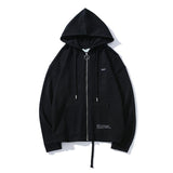 Off White Hoodie With Arrow Print Sweater Cardigan Zipper Hooded Jacket Plus Size Men'S Clothing Owt
