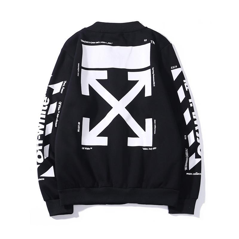 Off White Hoodie With Arrow Print Spring Summer Men'S And Women'S Fleecelined Casual Cardigan Casual Plus Size Owt
