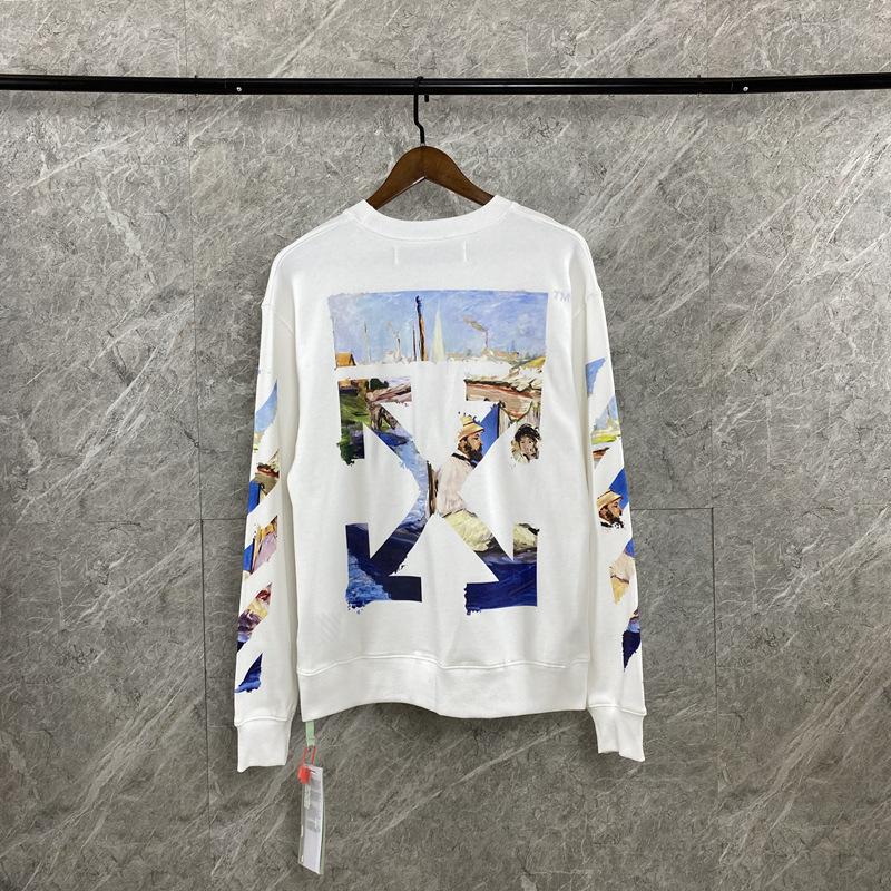 Off White Sweatshirt Oil Painting Arrow Round Neck Sweater Male And Female Large Size Casual Sweatshirts Owt