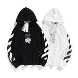 Off White Hoodie With Arrow Print Ow Hooded Sweater Men'S Hip Hop Loose Hoodie Sweater Plus Size Casual Men'S Clothing Owt
