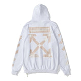 Off White Hoodie With Arrow Print Autumn And Winter Cardigan Zipper Printing Coat Men And Women Owt