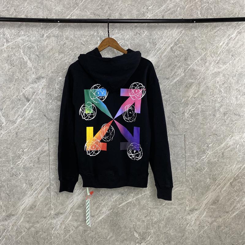Off White Hoodie With Arrow Print Colorful Gradient Arrow Cotton Hooded Sweater Ow Men'S And Women'S Tops Owt