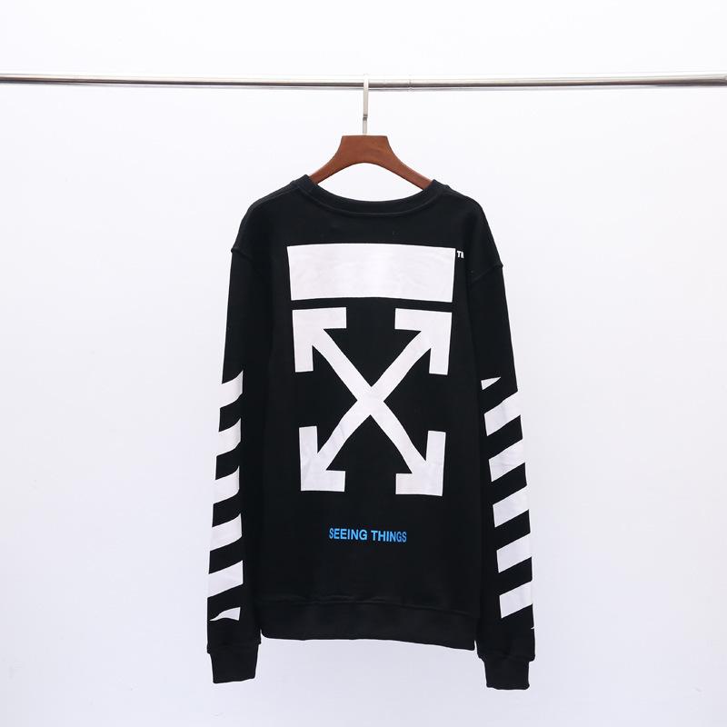 Off White Sweatshirt Autumn And Winter Ow Arrow Print Men'S And Women'S Pullover Sweater Round Neck Long Sleeve Loose Casual Wear Owt