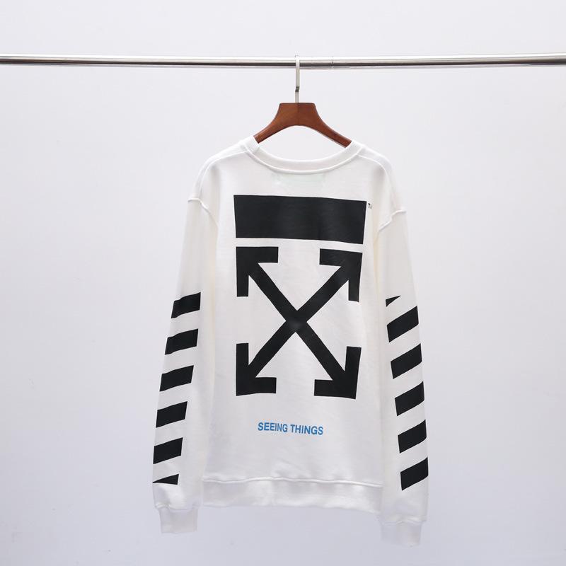 Off White Sweatshirt Autumn And Winter Ow Arrow Print Men'S And Women'S Pullover Sweater Round Neck Long Sleeve Loose Casual Wear Owt