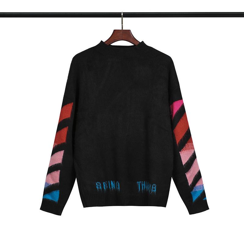 Off White Sweater Woolen Knit Arrow Men'S And Women'S Sweaters Plus Size Casual Sweatshirts Owt