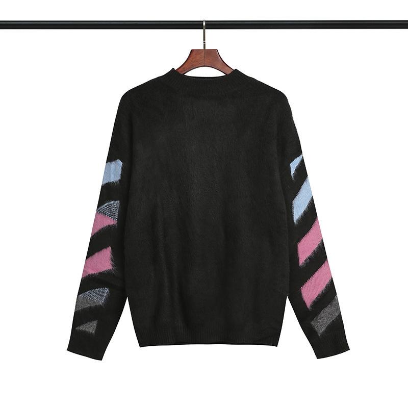 Off White Sweater Autumn And Winter Ow Gradient Arrow Wool Sweater Men'S And Women'S Loose Sweater Owt