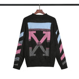 Off White Sweater Autumn And Winter Ow Gradient Arrow Wool Sweater Men'S And Women'S Loose Sweater Owt