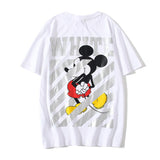Off White T Shirt Printed Arrow Short Sleeve Men'S Striped Mickey Mouse Casual Tshirt Owt