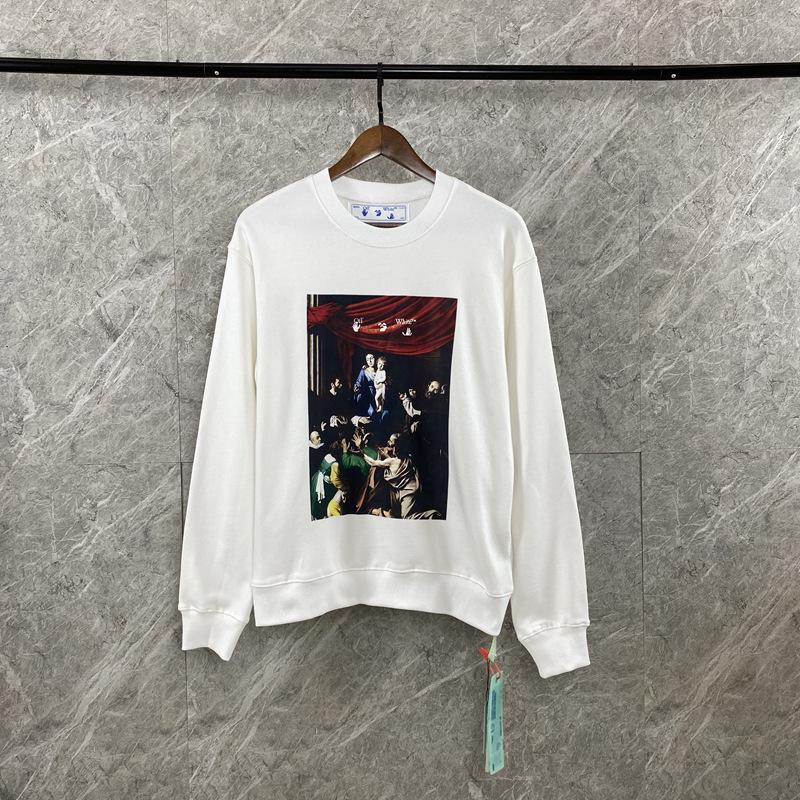 Off White Sweatshirt Ow Arrow Men'S And Women'S Pullover Sweater Owt