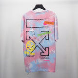 Off White T Shirt Summer Cartoon Anime Print Arrow Round Neck Tshirt Color Matching Casual Short Sleeve Men Owt