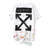 Off White T Shirt Arrow Short Sleeve Tshirt Casual Plus Size Men'S Clothing Owt