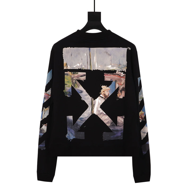Off White Arrow Crew Neck Pullover Sweatshirt Male And Female Large Size Leisure Owt