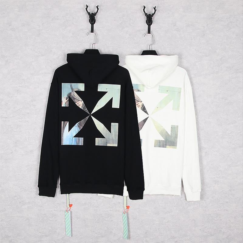 Off White Hoodie With Arrow Print Autumn And Winter Ow Hooded Sweater High Street Hoodie Plus Size Casual Men'S Clothing Owt