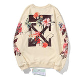 Off White Sweatshirt Autumn And Winter Ow Floral Arrow Print Round Neck Long Sleeve Sweater Casual Men'S Clothing Owt