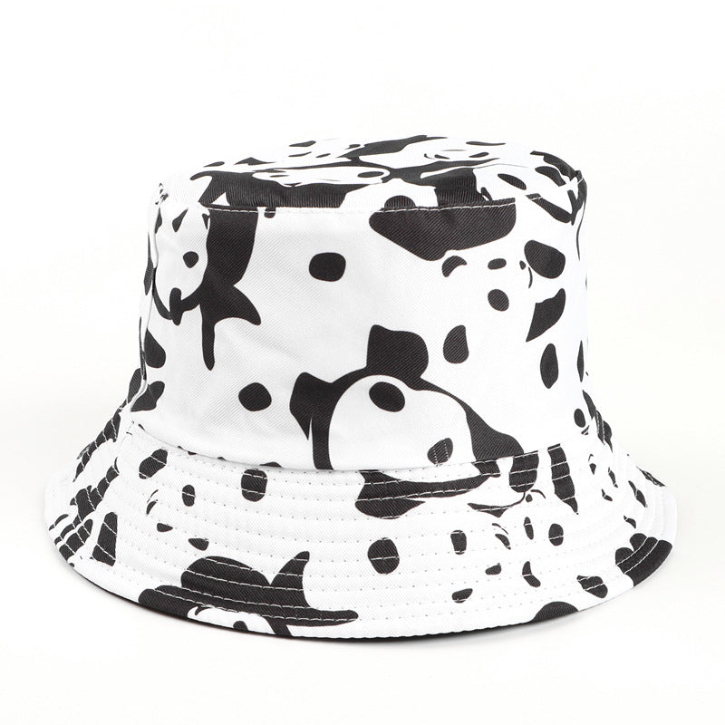 Bucket Hat Fishing Cap Cotton Print Fisherman Hat Casual Milk Sunscreen Sun-Proof Basin Hat