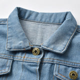 Children Jean Jackets Spring and Autumn Jacket Embroidered Single-Breasted Long Sleeve Top Coat