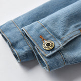 Children Jean Jackets Spring and Autumn Jacket Embroidered Single-Breasted Long Sleeve Top Coat