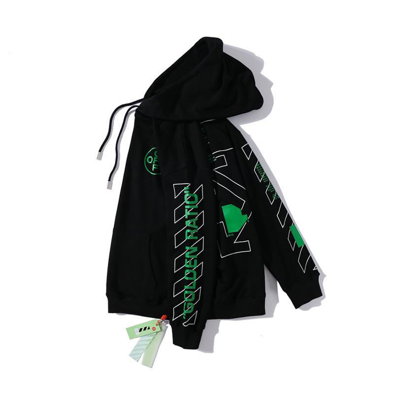 Off White Hoodie With Arrow Print Autumn Winter Sweater Pullover Hoodie Plus Size Casual Able Owt