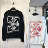 Off White Hoodie With Arrow Print Ow Autumn Arrow Print Round Neck Pullover Short Sleeve Tshirt Hair Men'S Clothing Owt
