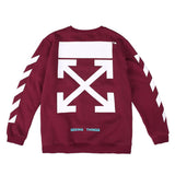 Off White Sweatshirt Autumn And Winter European And American Arrow Round Neck Sweater Large Size Retro Sports Men'S Clothing Owt