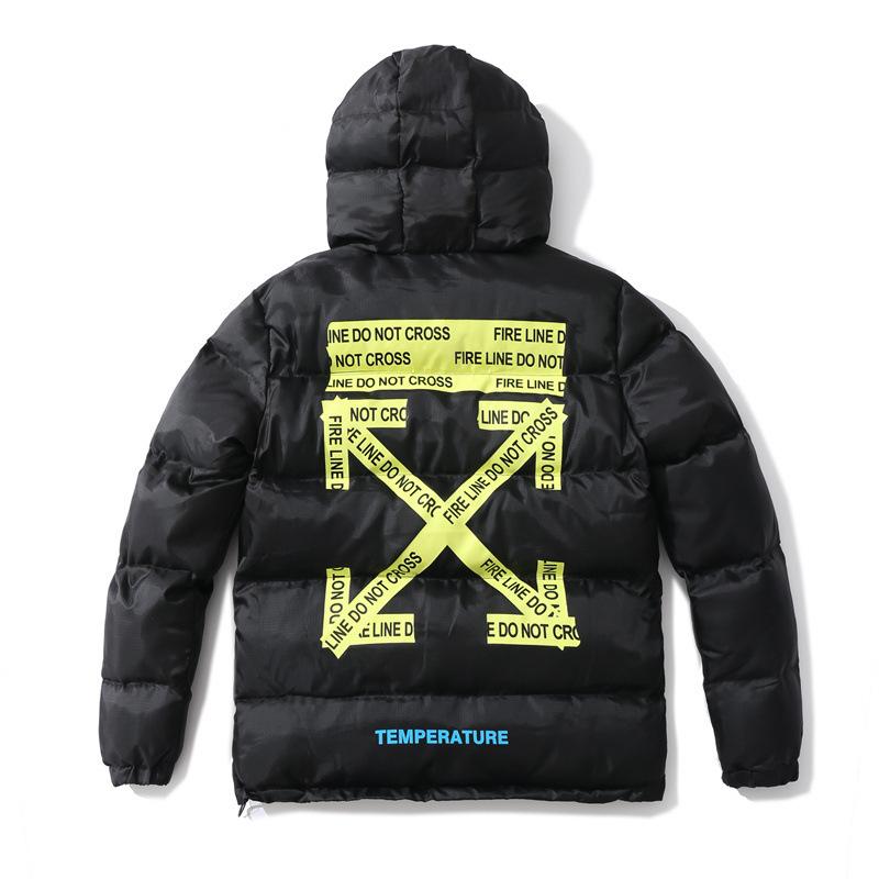 Off White Winter Coat Printed Men'S Winter Warm Thickened Cottonpadded Jacket Casual Able Owt