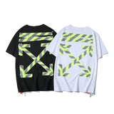 Off White T Shirt Reflective Stripe Round Neck Arrow Tshirt Short Sleeve Casual Men'S Clothing Owt