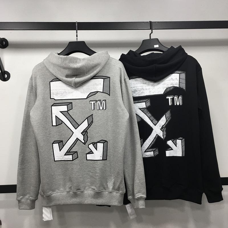 Off White Hoodie With Arrow Print Autumn And Winter Ow Printed Men'S And Women'S Pullover Hoodie Sweater Owt