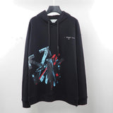 Off White Hoodie With Arrow Print Autumn And Winter Men'S And Women'S Loose Graffiti Arrow Printed Hoodie Owt