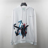 Off White Hoodie With Arrow Print Autumn And Winter Men'S And Women'S Loose Graffiti Arrow Printed Hoodie Owt
