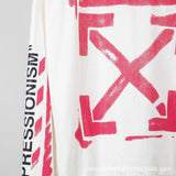 Off White Hoodie With Arrow Print Spring And Autumn Men'S And Women'S Digital Printing Arrow Cardigan Zipper Coat Owt