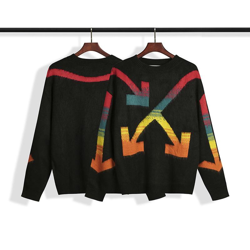 Off White Sweater Fall/Winter Men'S And Women'S Sweaters Warm Casual Jacket Owt