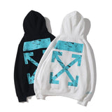 Off White Hoodie With Arrow Print Autumn And Winter Printing Pullover Hoodie Sweater Plus Size Casual Men'S Clothing Owt