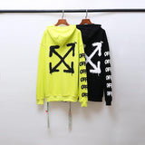 Off White Hoodie With Arrow Print Ow Hooded Sweater Wool Thickened Sweater Casual Men'S Clothing Owt