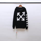 Off White Hoodie With Arrow Print Ow Hooded Sweater Wool Thickened Sweater Casual Men'S Clothing Owt