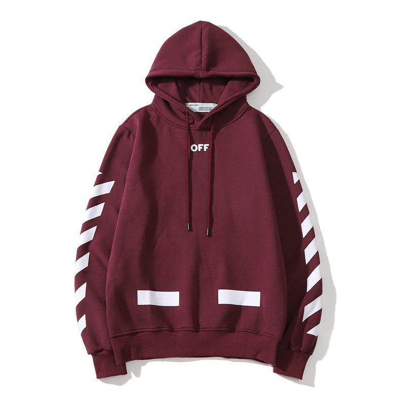 Off White Hoodie With Arrow Print Autumn And Winter Fleece Hoodie Men'S And Women'S Printed Casual Owt