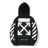 Off White Hoodie With Arrow Print Autumn And Winter Fleece Hoodie Men'S And Women'S Printed Casual Owt