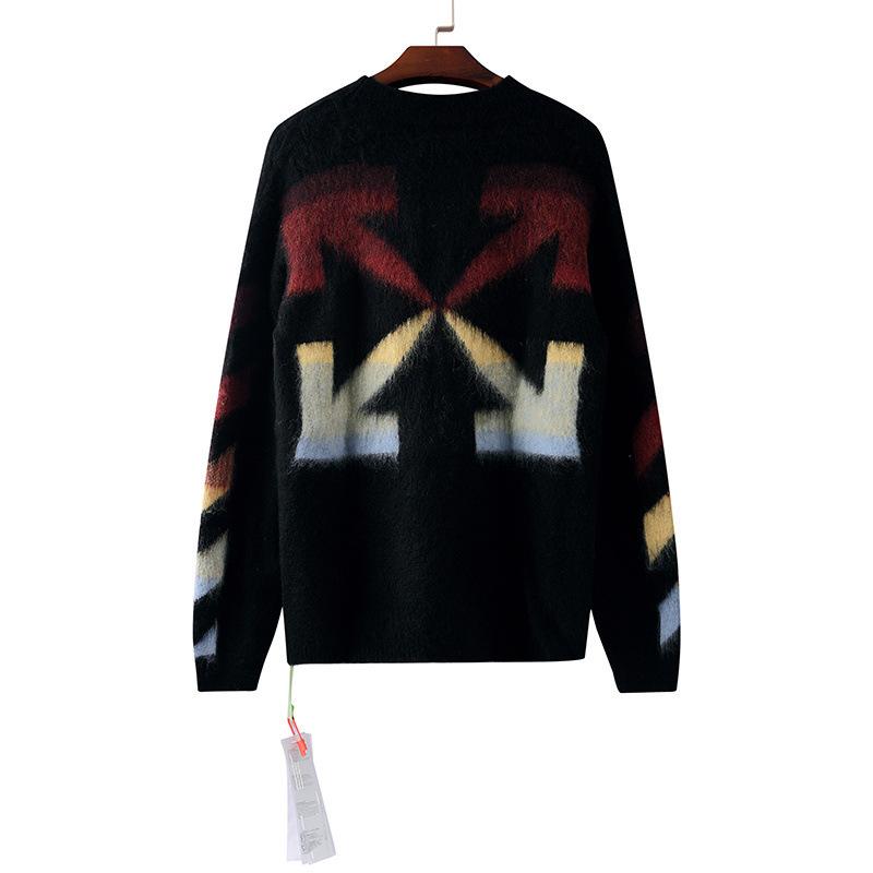Off White Sweater Men'S And Women'S Autumn And Winter Bottoming Sweater Ow Arrow Print Sweater Owt